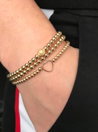 Armband Olivia met real gold plated balletjes en hartje