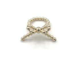 Stretch ring Bow met strikje van real gold plated bolletjes