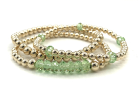 Armband Elynn met groen Swarovski crystal en real gold plated balletjes