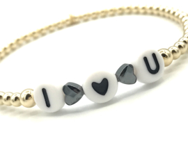 Armband I LOVE YOU met real gold plated balletjes