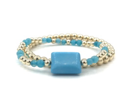 Armband Britt met real gold plated balletjes en turquoise magnesiet edelsteen