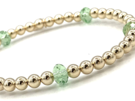 Armband Elynn met groen Swarovski crystal en real gold plated balletjes