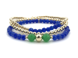 Armband Lana met facet geslepen lapis lazuli en groene jade edelsteen