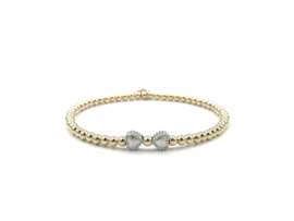 Armband noortje met real gold plated en Sterling zilveren hartjes