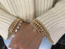 Armband Smiley met real gold plated balletjes en smiley bedel