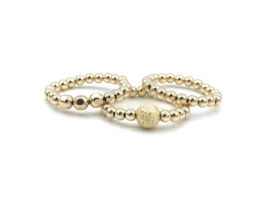 Stretch ring Chelsey met stardust bal en real gold plated balletjes