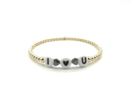 Armband I LOVE YOU met real gold plated balletjes