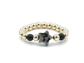 Armband Kyra met real gold plated balletjes en onyx edelsteentjes