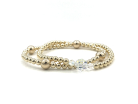 Armband Linn met real gold plated balletjes en Swarovski crystal