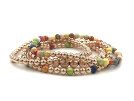 Armband Eef met rosé real gold plated balletjes en jade edelsteen