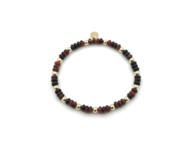 Armband Kaatje met real gold plated bolletjes en wieltjes van carneool edelsteen