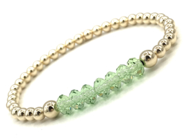 Armband Claire met groen Swarovski crystal en real gold plated balletjes