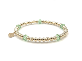 Armband Elynn met groen Swarovski crystal en real gold plated balletjes