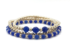 Armband Fien met real gold plated balletjes en lapis lazuli edelsteen