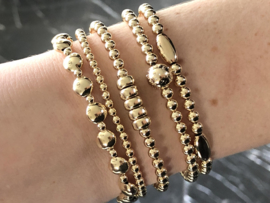 Armband Florine met platte ovale en ronde real gold plated balletjes