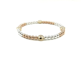 Armband Kittie met platte real gold plated balletjes