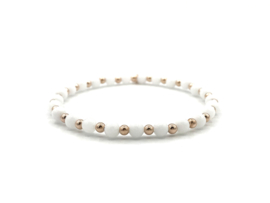 Armband Benthe rosé met witte jade edelsteen en real gold plated balletjes