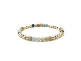 Armband Amelie met amazoniet en real gold plated balletjes