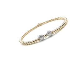 Armband noortje met real gold plated en Sterling zilveren hartjes