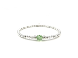 Armband Azra Green met zilveren balletjes en Swarovski crystal