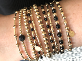 Armband Asya met matte- en glimmende real gold plated balletjes