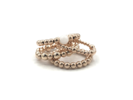 Stretch basis ring Isabel met rosé real gold plated balletjes