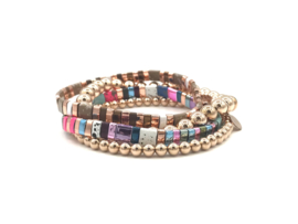 Armband Tila sparkle met rosé gold plated balletjes en edelsteen