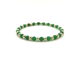 Armband Nina green met real gold plated balletjes en jade edelsteen