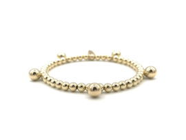 Armband Beau big met 6 mm real gold plated hangende balletjes