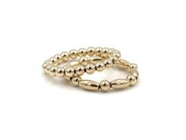 Stretch ring Josefien met ronde en ovale real gold plated balletjes