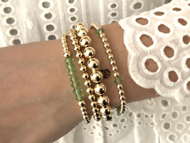 Armband Claire met groen Swarovski crystal en real gold plated balletjes