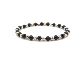 Armband Diede met facet real gold plated balletjes en zwarte onyx edelsteen