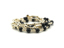 Armband Chiara black met real gold plated balletjes en onyx edelsteen