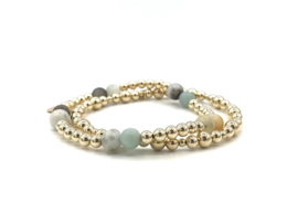 Armband Isra met amazoniet en real gold plated balletjes