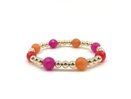 Armband Melina met chalcedoon edelsteen en real gold plated balletjes