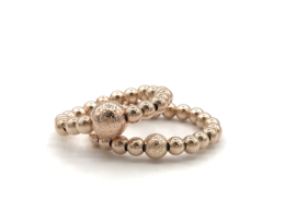 Stretch ring Marbette met glitterbal big en rosé real gold plated balletjes