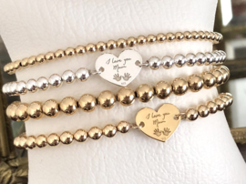 Armband Love mum met hartje en real gold plated balletjes