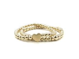 Armband Big Hart met real gold plated balletjes en hartje