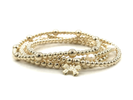 Armband Lisa met real gold plated balletjes en strikje