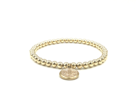 Armband lucky coin bedel met real gold plated balletjes