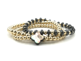 Armband Coco met hematiet en real gold plated balletjes