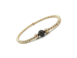 Armband Loes met real gold plated balletjes en bronzite edelsteen