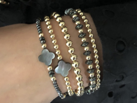 Armband Coco met hematiet en real gold plated balletjes