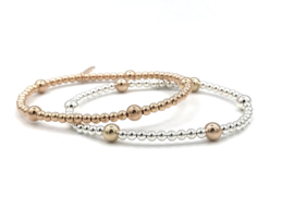 Armband Kiki met Sterling zilveren, real gold plated- en rosé real gold plated  balletjes