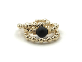 Stretch ring Emilia met real gold plated balletjes