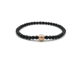 Armband Janna met facet geslepen onyx en rosé real gold plated glitterbal