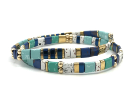 Armband Tila ocean met gold plated balletjes en edelsteen