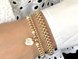 Armband Pearl Heart 'small' met real gold plated balletjes en zoetwaterparels