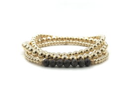 Armband Alina met real gold plated balletjes en bronzite edelsteen