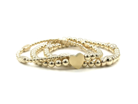 Armband Big Hart met real gold plated balletjes en hartje